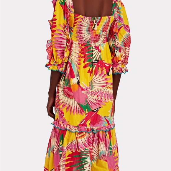FARM RIO Colorful Toucans Scalloped Midi Dress - Picture 3 of 9